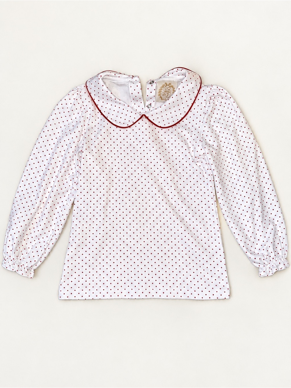 The Beaufort Bonnet Company Girls Red Polka Dot Peter Pan Blouse Size 7 NWOT